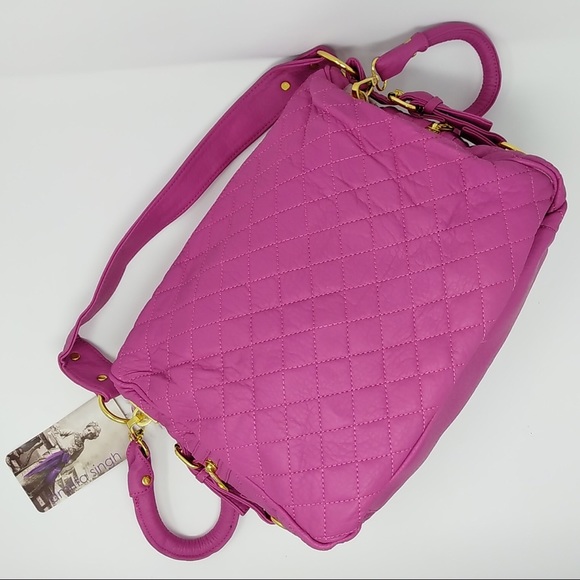 NWT Gorgeous Soft Pink Leather Quilted Handbag - Picture 3 of 6
